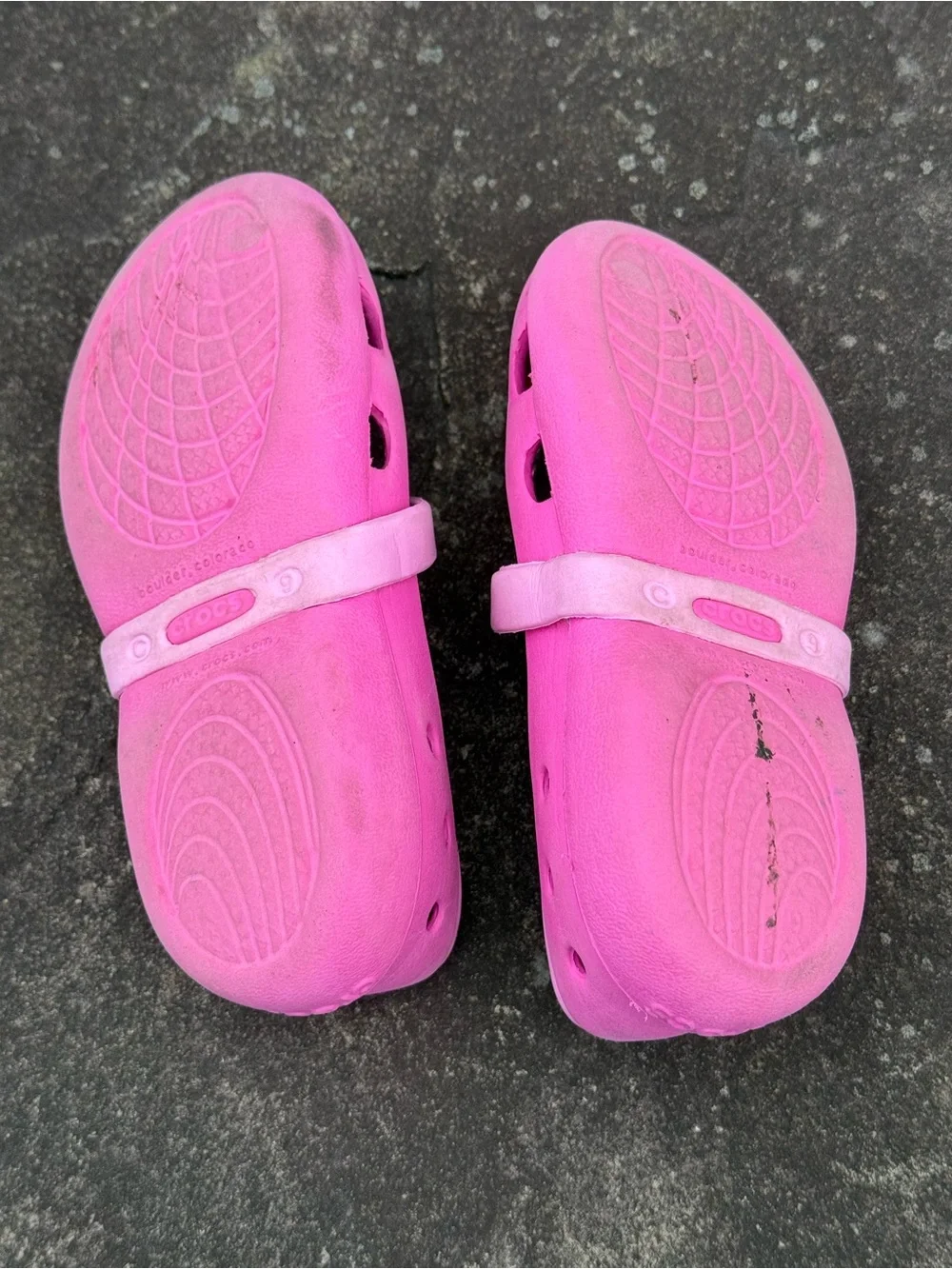 CROCS Kids' Pink Mary Jane Clogs with Flower Charm